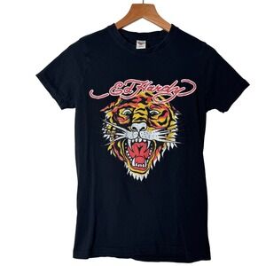 Ed Hardy Kids Tiger Graphic Tee Black Short Sleeve Cotton T-Shirt Size 11 12